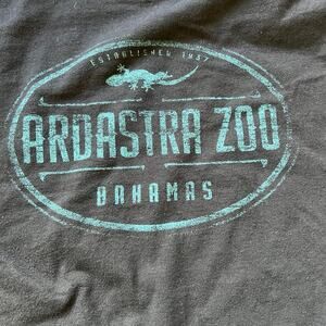Men’s L-XL T-shirt.  Black short sleeve, Ardastra Zoo, Bahamas